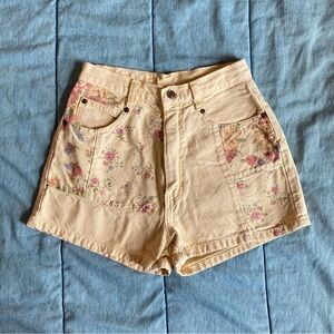 Original Michael G Cotton pale yellow floral denim shorts